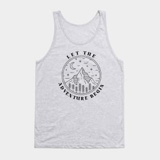 Let The Adventure Begin Vintage Minimal Line Art Adventurer Tank Top